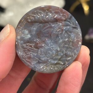 Ocean Jasper Carved Stone Pendant